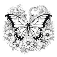 Floral Butterfly Coloring Pages photo