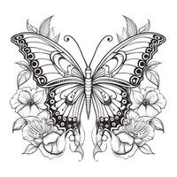 Floral Butterfly Coloring Pages photo