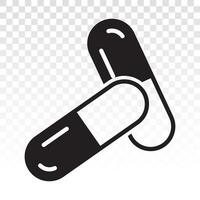 medicina cápsula píldora tableta plano icono para aplicación y sitio web vector
