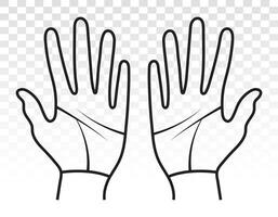 Palmist or palmistry with two human hands line art icon fo apps or websites vector