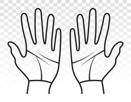 Palmist or palmistry with two human hands line art icon fo apps or websites vector