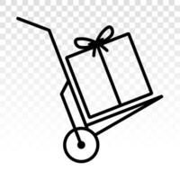 Pushing moving dolly hand cart with gift box flat icons for apps or website vector