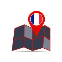 The map icon of French Guiana is isolated with the state flag vector