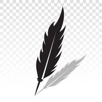 Old feathers quill pen with shadow - Flat icon for apps and websites vector