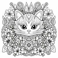 floral gato colorante paginas foto