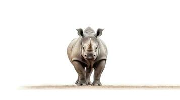 Photo of a rhino on white background. Generative AI
