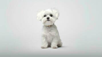 Photo of a lhasa apso on white background. Generative AI