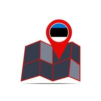 Estonian map pin icon with a country flag vector