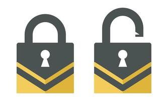 Unlock key and Lock closed. Padlock symbol for app or website vector