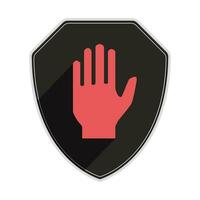 Shield with hand block or adblock -  flat icon for apps and websites vector