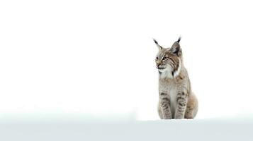 foto de un lince en blanco antecedentes. generativo ai