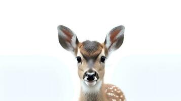 Photo of a deer on white background. Generative AI