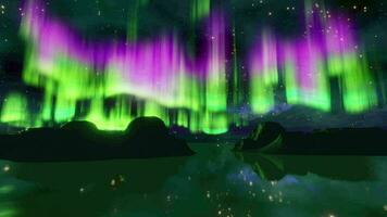 Aurora Night Landscape Background video