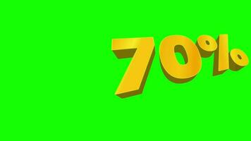 Save Up To 60 percent text effect green isolated background. animated text effect with gold colors video