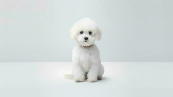 foto de un caniche perro en blanco antecedentes. generativo ai