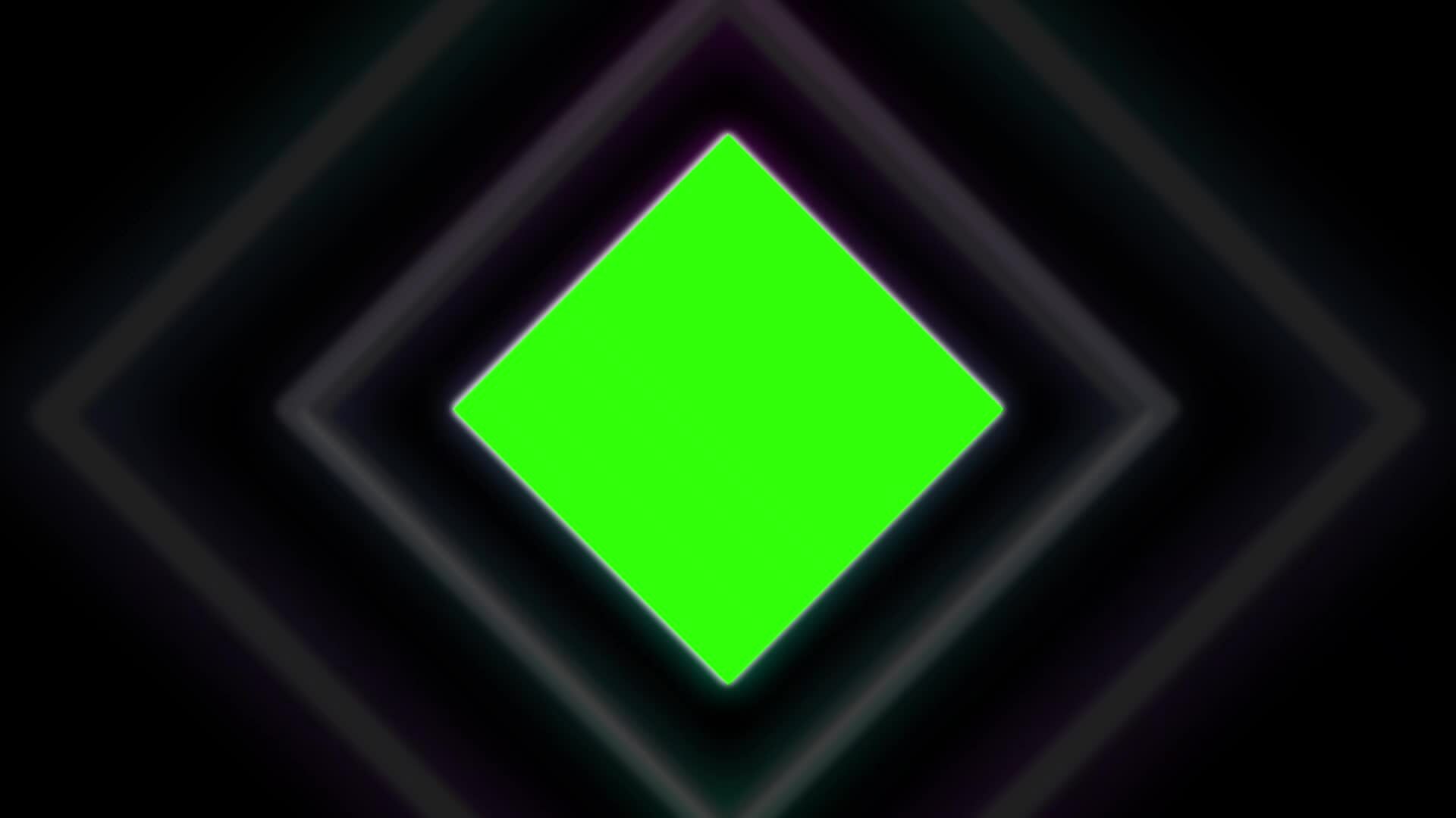 Green squares on neon lines motion. Green screen squares on center