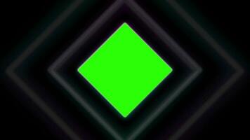 Green squares on neon lines motion. Green screen squares on center Isolated on neon lines Background. video