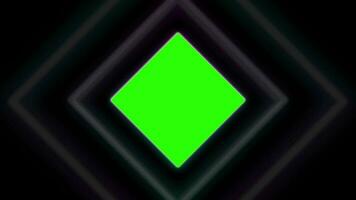 Green squares on neon lines motion. Green screen squares on center Isolated on neon lines Background. video