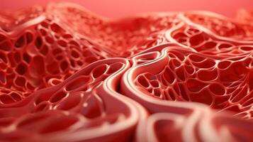 3D illustration mockup of the human organ systems, circulatory, digestive, red and white bloodcells wtih blurred backgroun. Medical education concept, Generative AI illustration photo