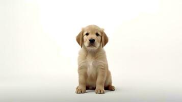 Photo of a golden retriever on white background. Generative AI