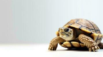 Photo of a turtle on white background. Generative AI