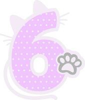 gato numeración para cumpleaños fiesta ornamento animal fuente vector