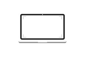 Laptop with blank screen. Notebook white screen template. Computer display on white background. vector