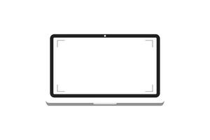 Laptop with blank screen. Notebook white screen template. Computer display on white background. vector