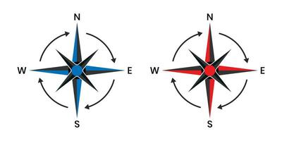 Compass pointer icon with white background, Direction, map navigation symbol. vector