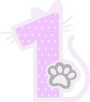 cat  numbering for birthday party  ornament animal font vector