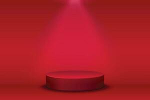 3d background products display red podium scene with platform. Abstract minimal scene mockup products display, Stage showcase. Vector geometric forms. -16.9 aspect ratio