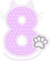 gato numeración para cumpleaños fiesta ornamento animal fuente vector