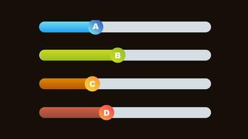 percentuale progresso bar infografica con 4 opzioni alfa canale. progresso Infografica grafico confronto tavolo confrontare grafico opzioni. crescita progresso diagramma di flusso con 4 orizzontale sequenza temporale presentazioni video