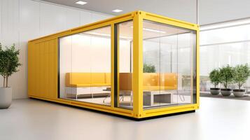 Mobile office buildings or container site office for construction site. Shipping container. Portable house and office cabins, illustration photo