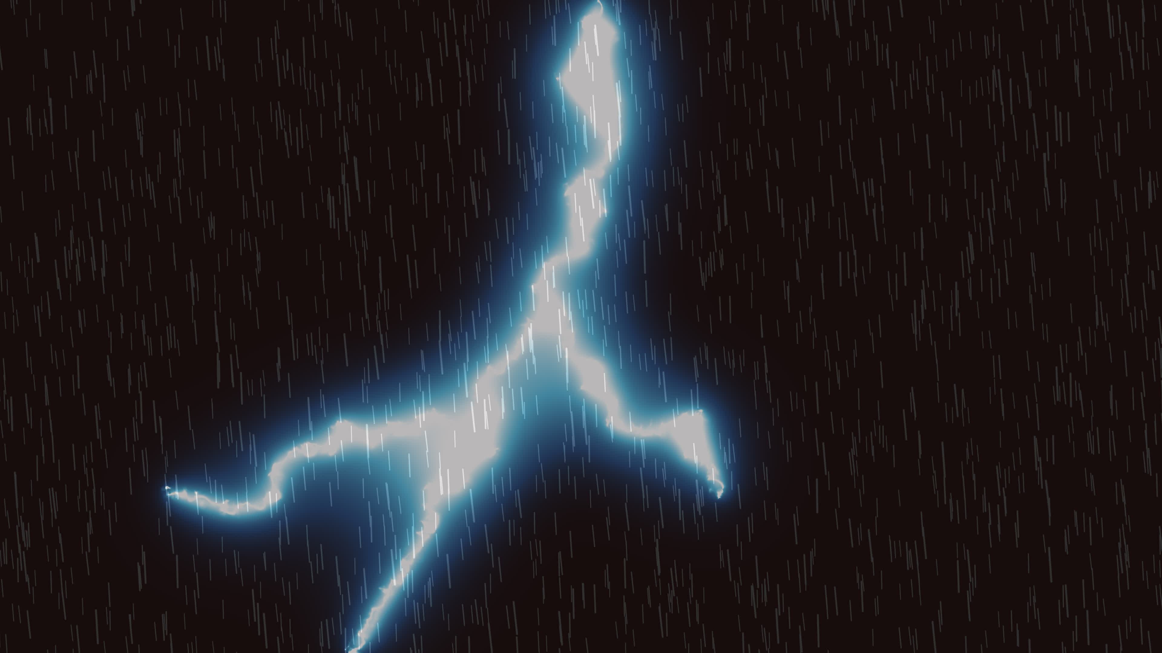 Light Raining with Lightning Strike flashing thunderstorms discharge