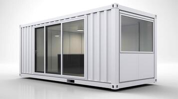 Mobile office buildings or container site office for construction site. Shipping container. Portable house and office cabins, illustration photo