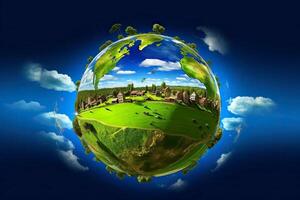 Illustration image, Nature and Sustainability, Eco-friendly Living and conservation, Concept art of Earth and animal life in different environments, illustration photo