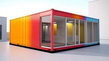 Mobile office buildings or container site office for construction site. Shipping container. Portable house and office cabins, illustration photo