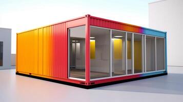 Mobile office buildings or container site office for construction site. Shipping container. Portable house and office cabins,Generative AI illustration photo