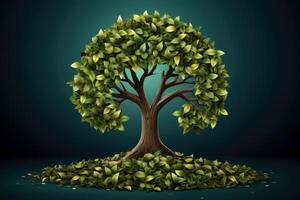 Ecosystem restoration, environment day concept tree background. Recycle icon paper cut banner with forest. Ecology project concept, illustration photo
