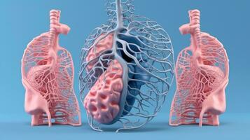 3D illustration of the human organ systems, Human internal organs. Anatomy. Nervous, circulatory, digestive, excretory, urinary,and bone systems. Medical education concept, Generative AI illustration photo
