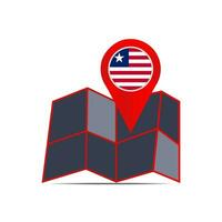 el mapa icono Liberia es aislado con país banderas vector