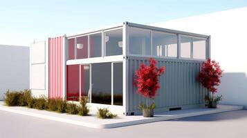 Mobile office buildings or container site office for construction site. Shipping container. Portable house and office cabins,Generative AI illustration photo