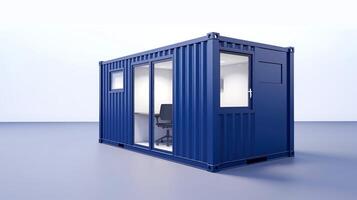 Mobile office buildings or container site office for construction site. Shipping container. Portable house and office cabins, illustration photo