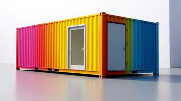 Mobile office buildings or container site office for construction site. Shipping container. Portable house and office cabins, illustration photo