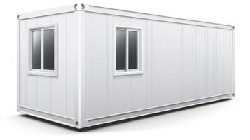 Mobile office buildings or container site office for construction site. Shipping container. Portable house and office cabins, illustration photo