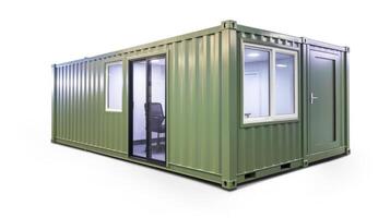 Mobile office buildings or container site office for construction site. Shipping container. Portable house and office cabins, illustration photo