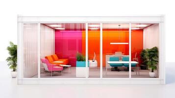 Mobile office buildings or container site office for construction site. Shipping container. Portable house and office cabins, illustration photo