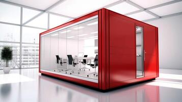 Mobile office buildings or container site office for construction site. Shipping container. Portable house and office cabins, illustration photo