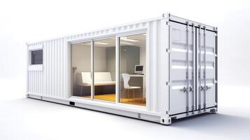 Mobile office buildings or container site office for construction site. Shipping container. Portable house and office cabins, illustration photo
